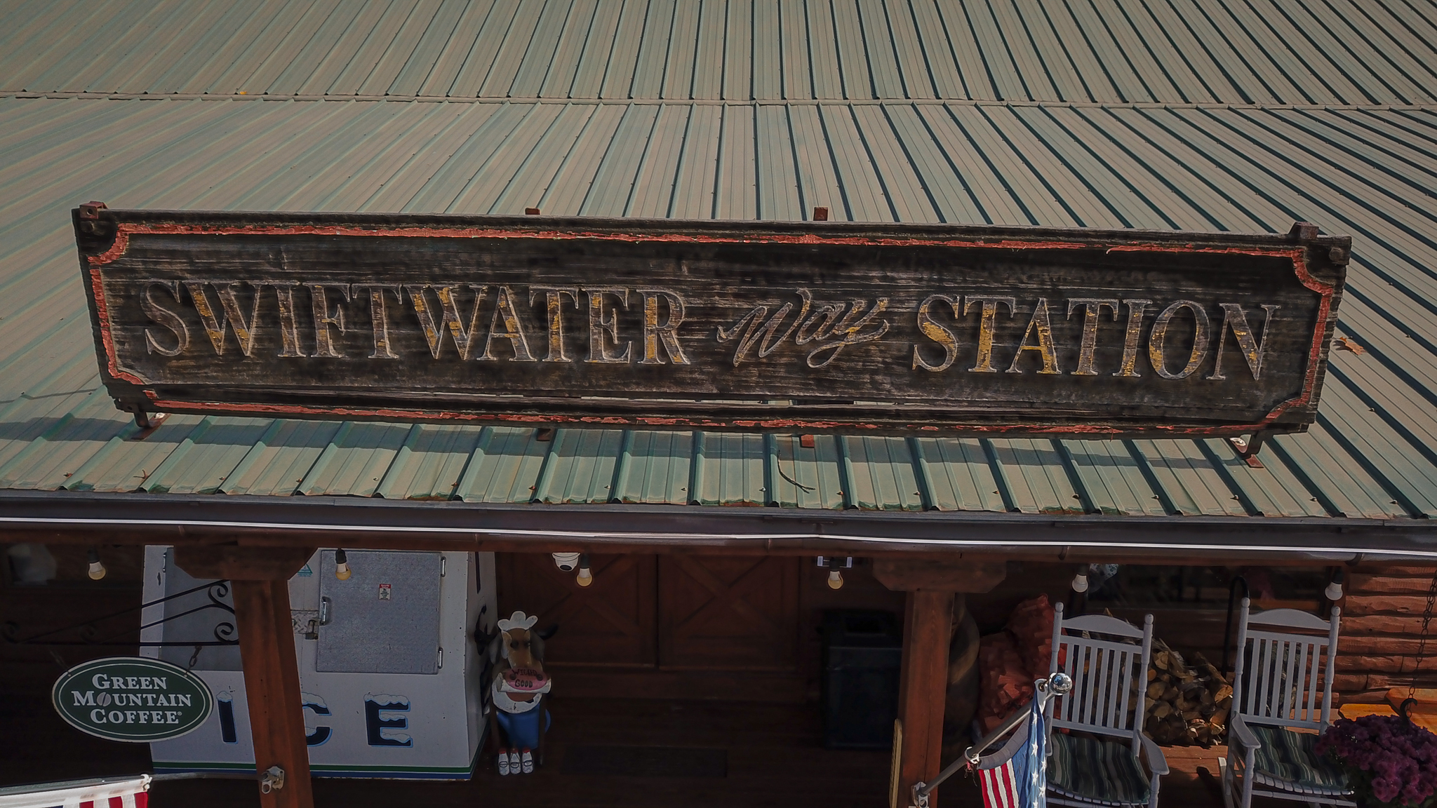 Swiftwater Way Station hand crafted wooden sign